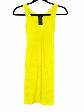 bebe Bright Yellow Ribbed Tank Midi Dress Size PS